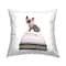 Stupell Industries Pink Bow Dog Gold Black Bookstack Glam Fashion Throw Pillow 18" x 18"